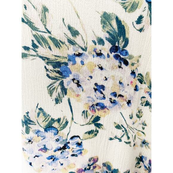 Torrid Women's Cream Floral Print Gauze V Neck Corset Tie Back Gauze Bell Sleeve - Picture 5 of 12